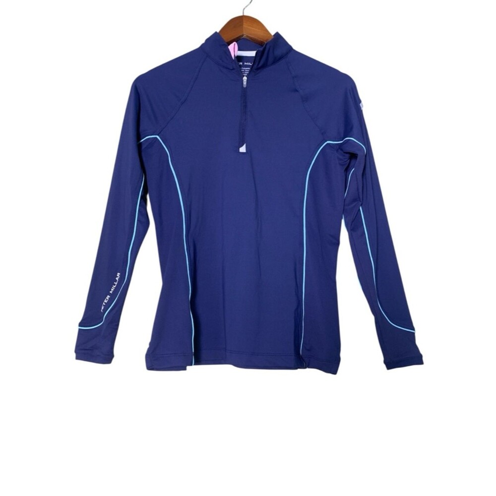 Peter Millar Quarter Zip Shirt Blue Long Sleeve Athletic Initial A Women's XS